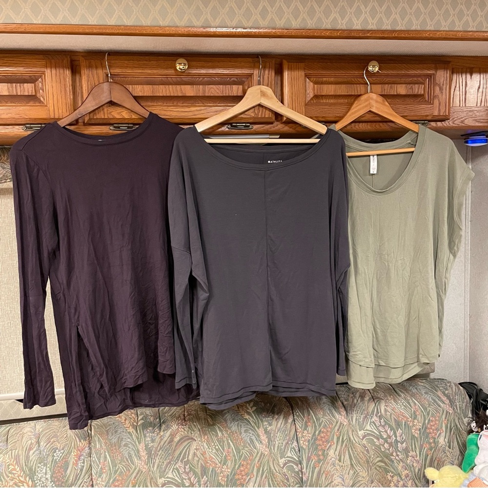 [Athleta Top Bundle] Long Sleeve Shirt + Short Sleeve Modal Lyocell Blend S/M